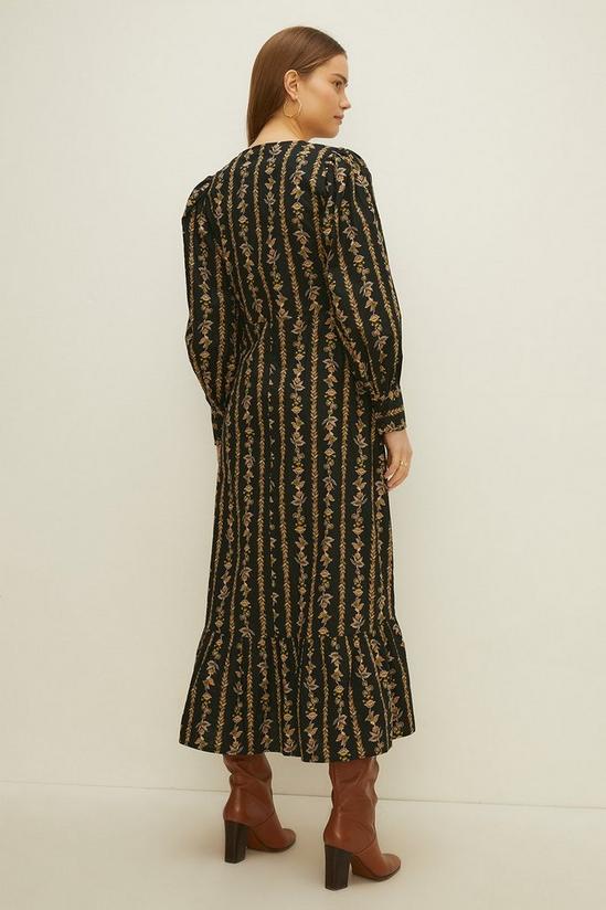 Oasis Stripe Floral Wrap Midi Dress 3