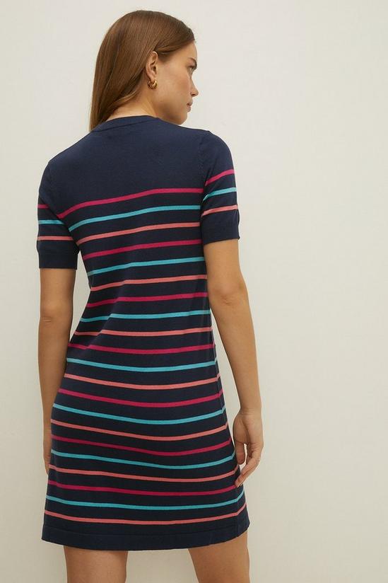 Oasis Short Sleeve Multi Stripe Knitted Dress 3