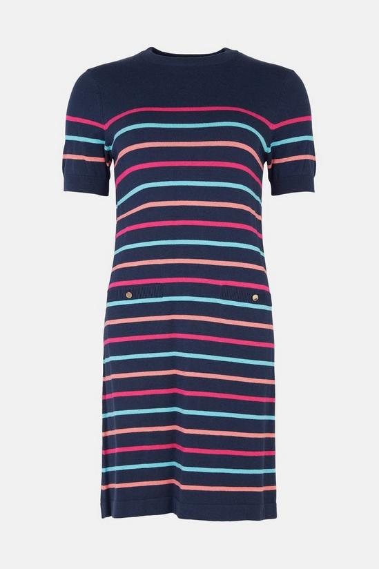 Oasis Short Sleeve Multi Stripe Knitted Dress 4
