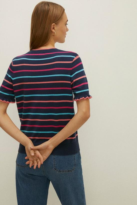 Oasis Short Sleeve Multi Stripe Knitted Top 3
