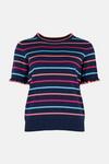 Oasis Short Sleeve Multi Stripe Knitted Top thumbnail 4
