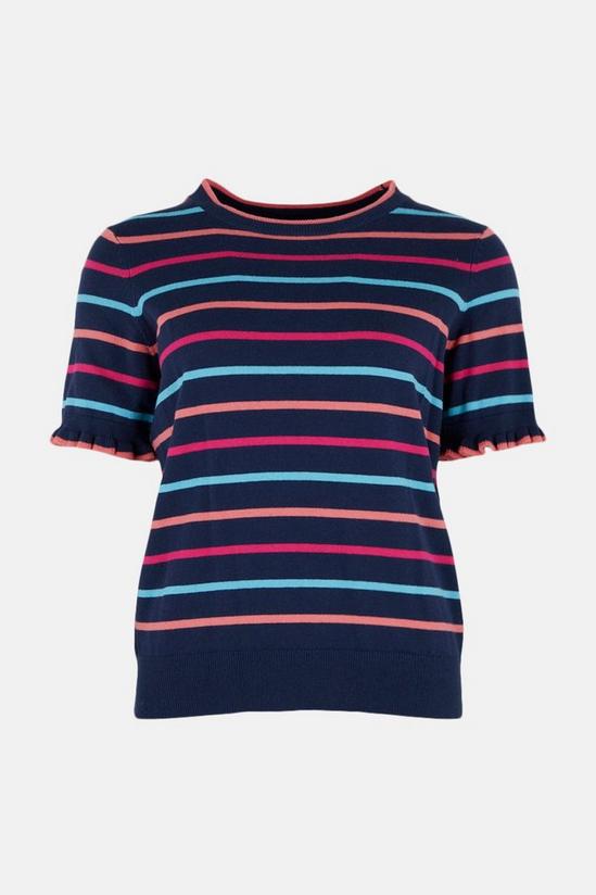Oasis Short Sleeve Multi Stripe Knitted Top 4