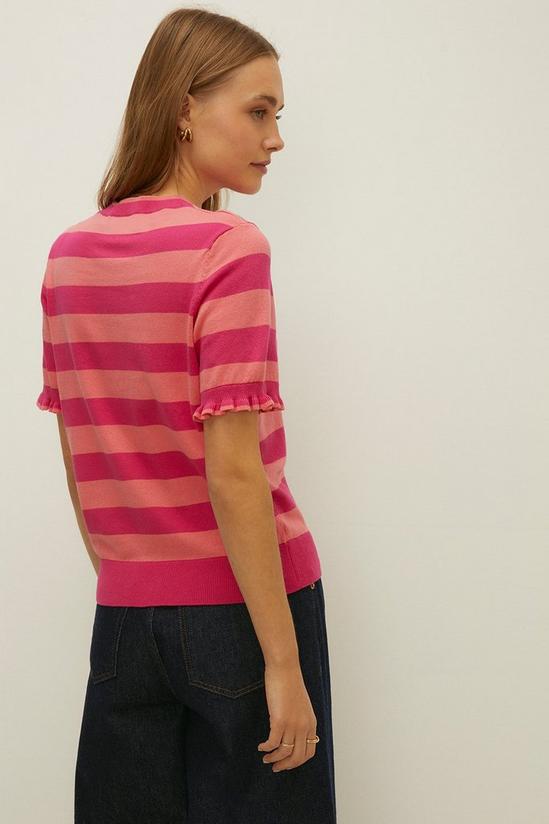 Oasis Short Sleeve Block Stripe Knitted Top 3