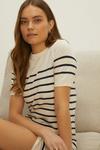 Oasis Short Sleeve Breton Stripe Knitted Dress thumbnail 1
