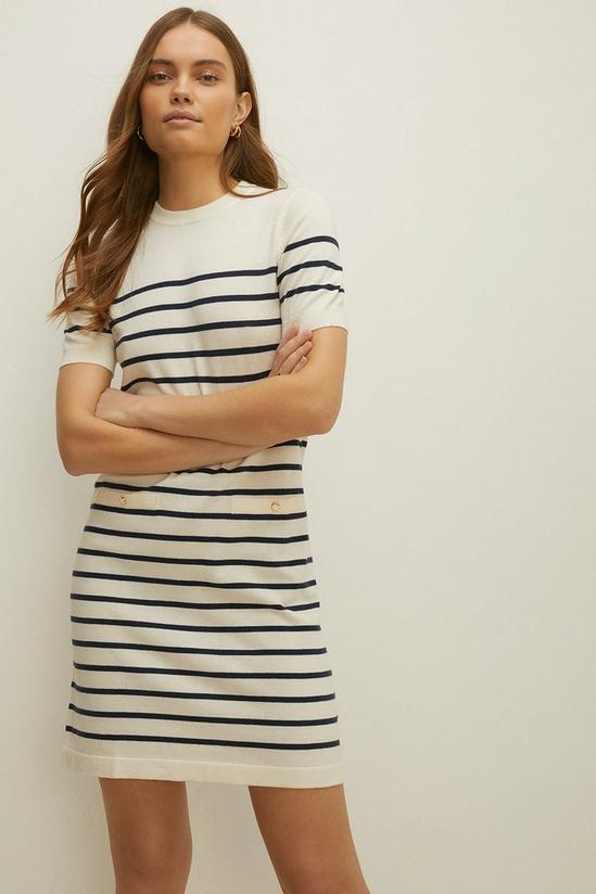 Oasis Short Sleeve Breton Stripe Knitted Dress 2