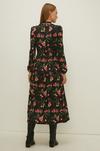 Oasis Floral Print Crinkle Shirred Midi Dress thumbnail 3