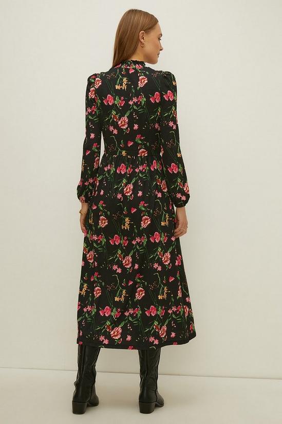Oasis Floral Print Crinkle Shirred Midi Dress 3