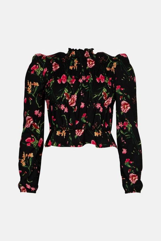 Oasis Floral Print Crinkle Jersey Shirred Top 4
