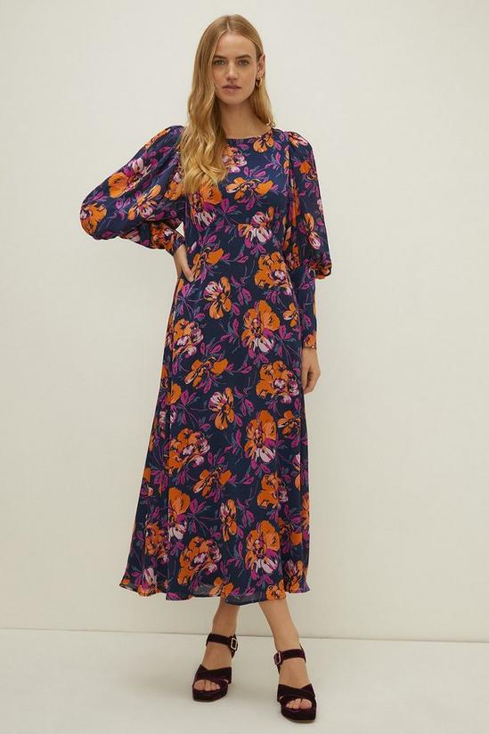 Oasis Petite Wild Floral Puff Sleeve Midaxi Dress 2