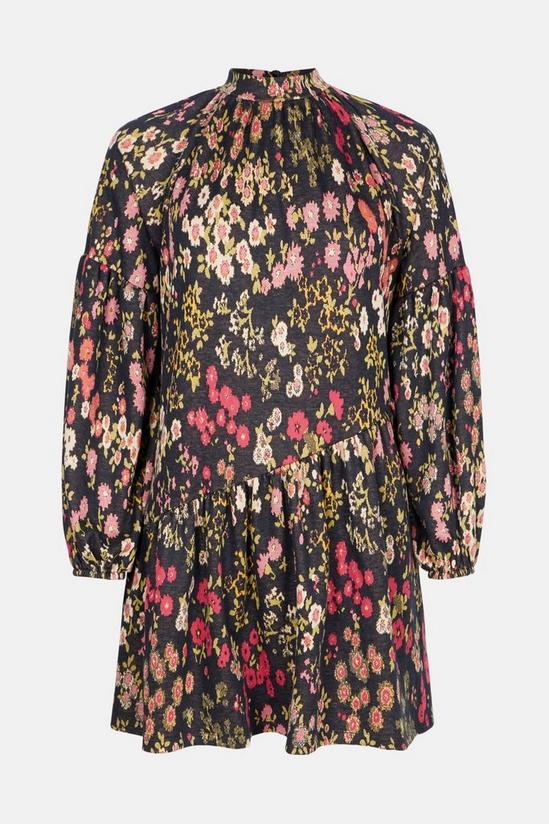 Oasis Floral Jacquard Asymmetric Hem Smock Dress 4