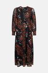 Oasis Floral Print Shirred Cuff Mesh Midi Dress thumbnail 4