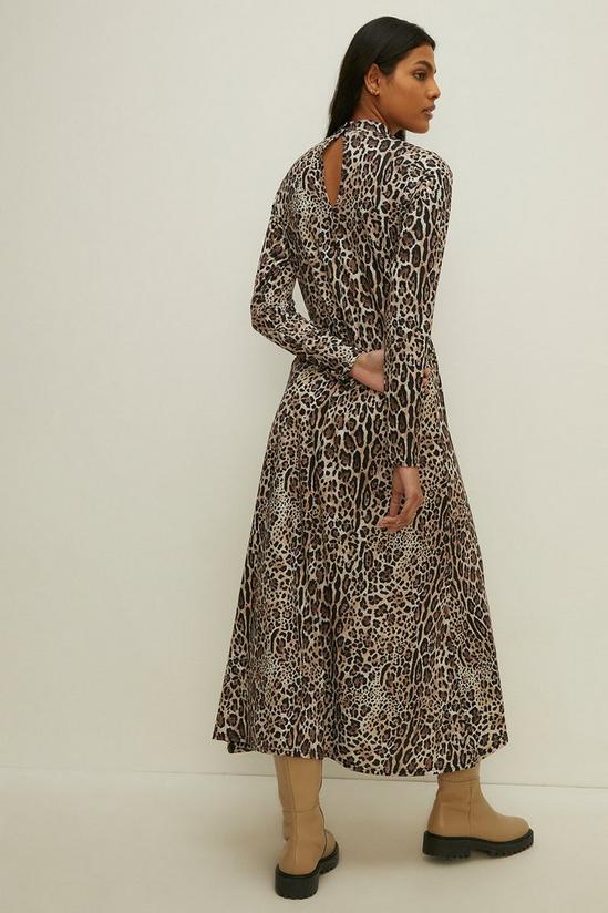 Oasis Leopard Print Jersey Funnel Neck Midi Dress 3