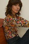 Oasis Floral Print Jersey Funnel Neck Top thumbnail 2