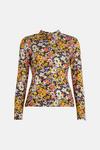Oasis Floral Print Jersey Funnel Neck Top thumbnail 4