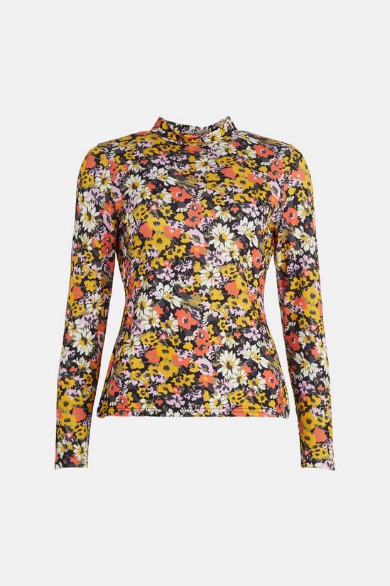 Oasis Floral Print Jersey Funnel Neck Top 4
