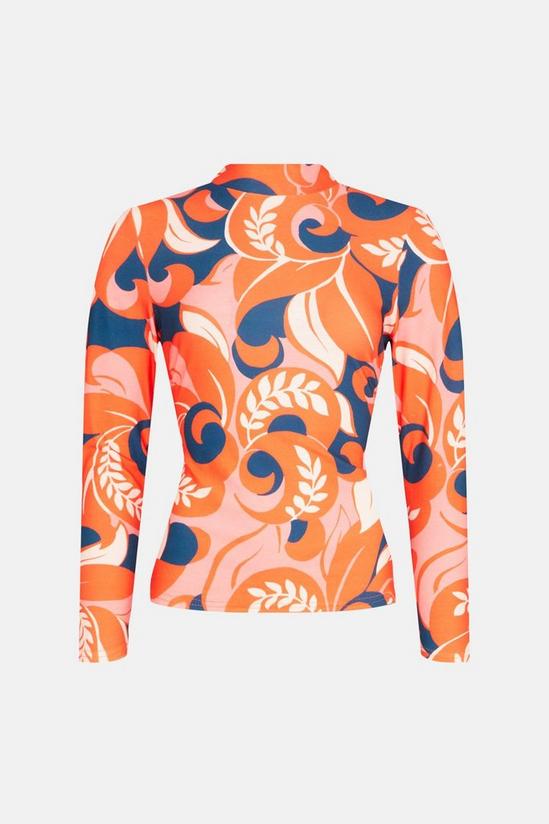 Oasis Paisley Print Jersey Funnel Neck Top 4