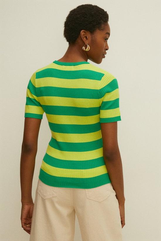 Oasis Short Sleeve Stripe Rib Knitted Top 3
