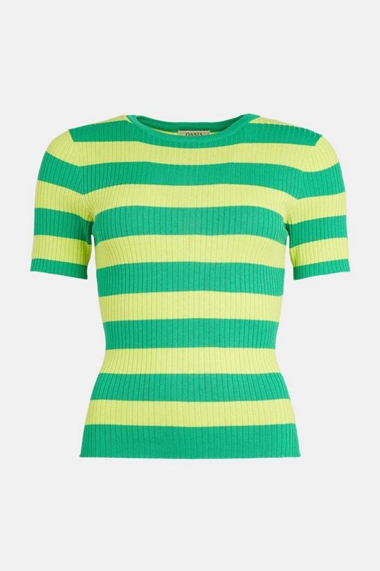 Oasis Short Sleeve Stripe Rib Knitted Top 4