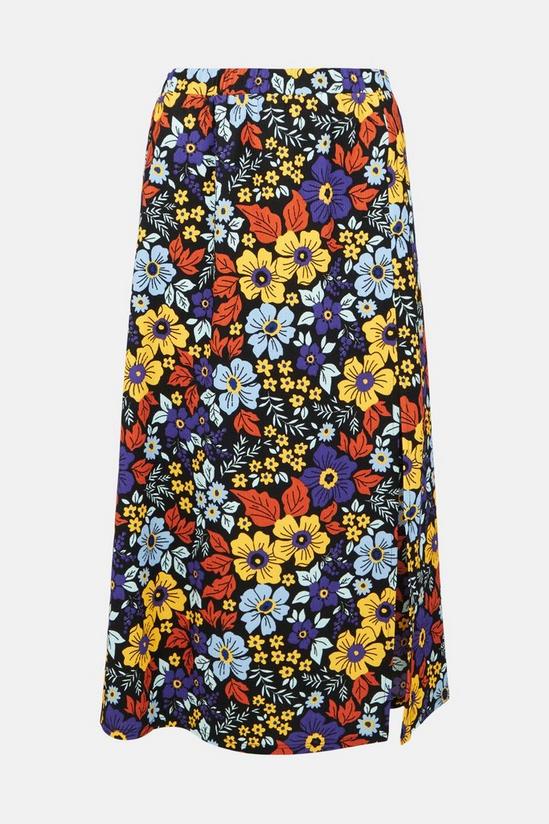 Oasis Petite Floral Crinkle Printed Midi Skirt 4
