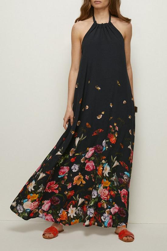 Oasis Painted Floral Halter Maxi Dress 1