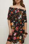 Oasis Painted Floral Shirred Bardot Mini Dress thumbnail 1