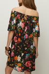 Oasis Painted Floral Shirred Bardot Mini Dress thumbnail 3