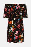 Oasis Painted Floral Shirred Bardot Mini Dress thumbnail 4