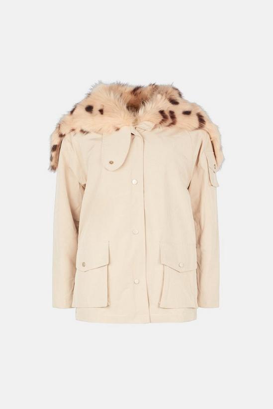 Oasis Faux Fur Spotty Neutral Coat 4