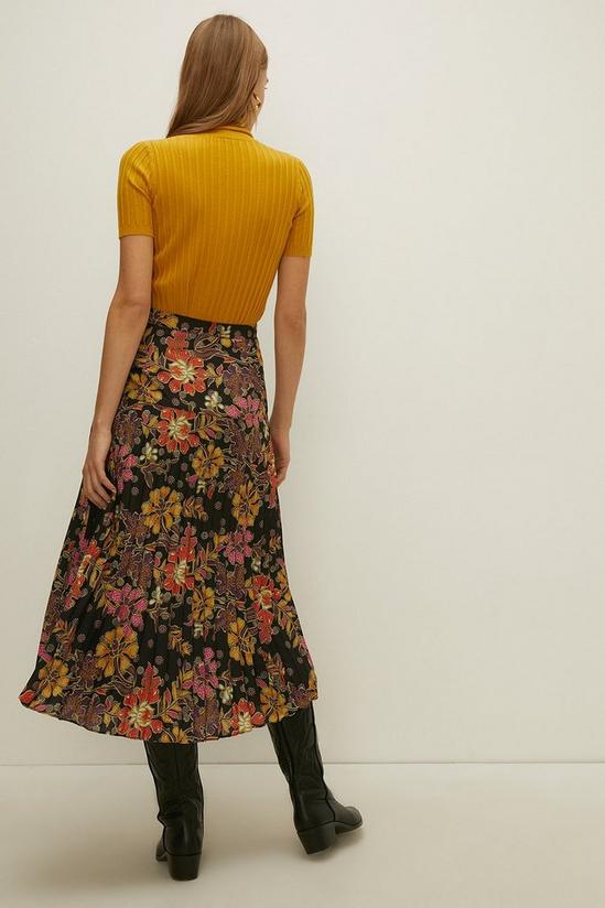 Oasis Drop Waist Floral Printed Pleated Midi Skirt 3