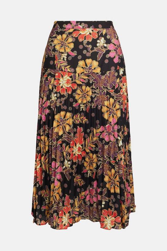 Oasis Drop Waist Floral Printed Pleated Midi Skirt 4