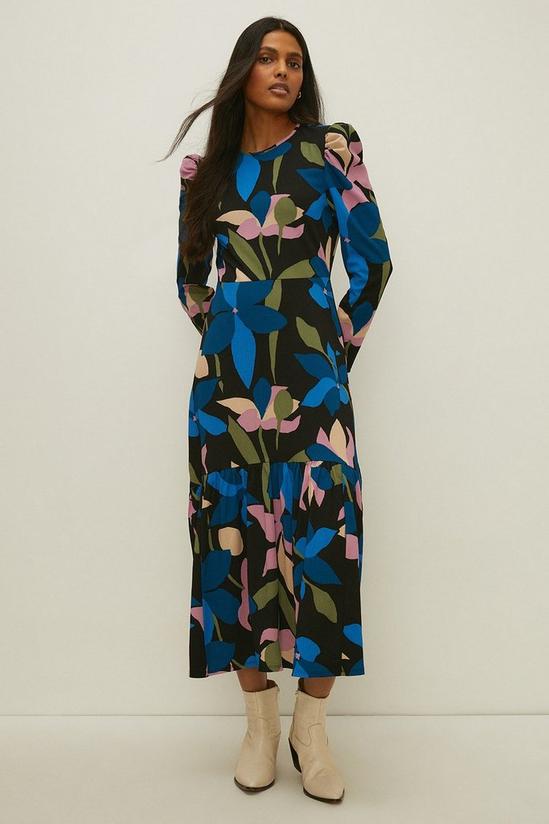 Oasis Floral Crinkle Jersey Tie Back Midi Dress 1