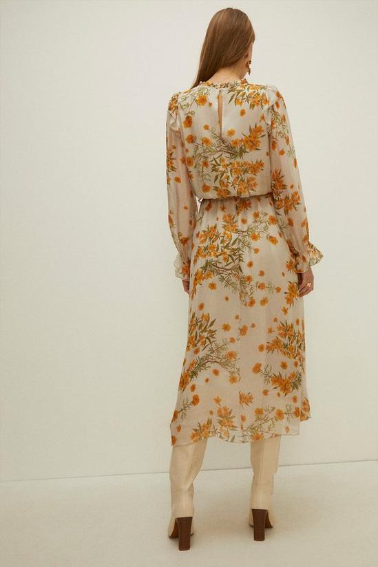 Oasis Viscose Silk Ditsy Printed Midi Dress 3