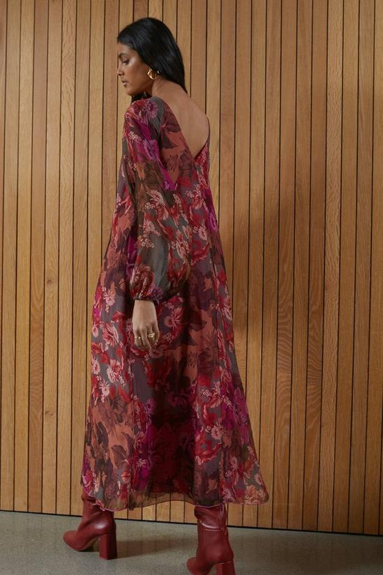 Oasis Viscose Silk Camo Floral Print Midi Dress 3