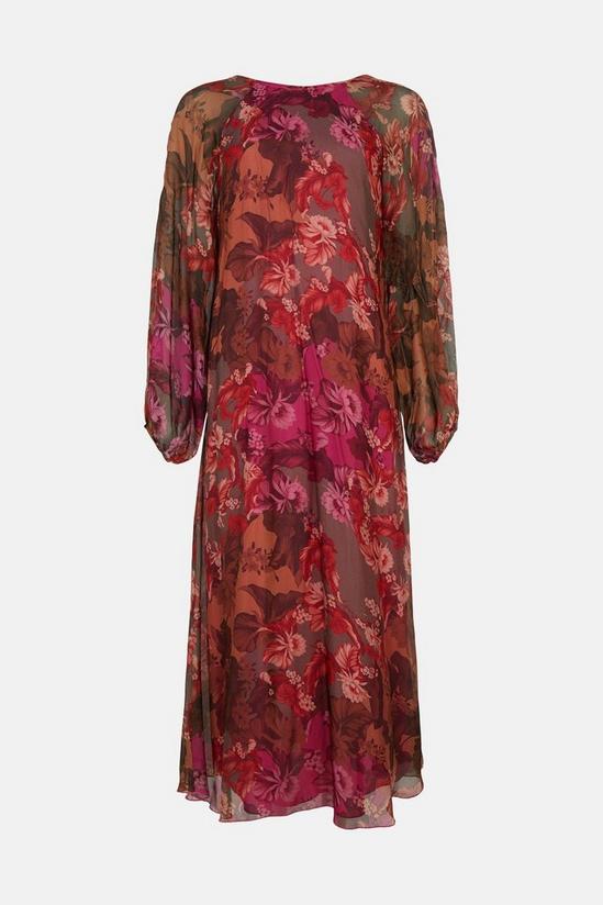 Oasis Viscose Silk Camo Floral Print Midi Dress 4