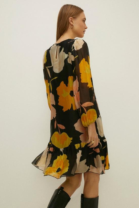 Oasis Viscose Silk Large Floral Print Skater Dress 3