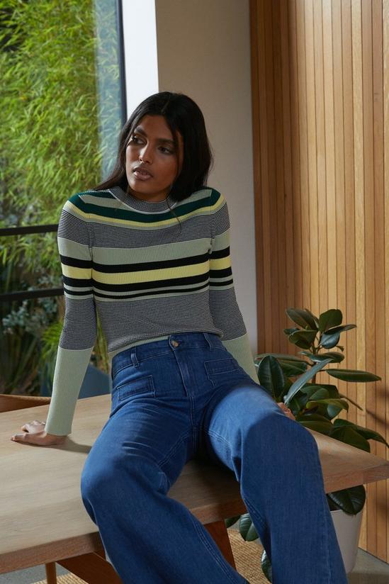 Oasis Stripe Crew Ribbed Knitted Jumper 1