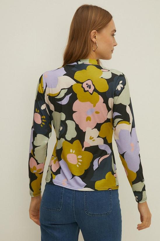 Oasis Large Floral Print Jersey Funnel Neck Top 3