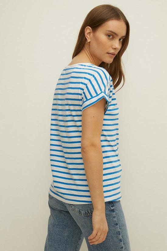 Oasis Stripe Cotton Slub Roll Sleeve T-Shirt 3
