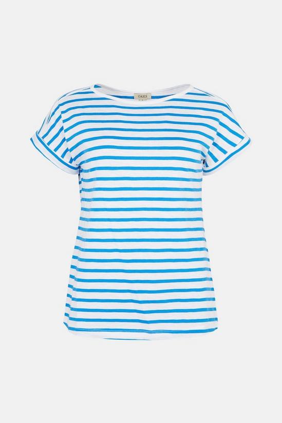 Oasis Stripe Cotton Slub Roll Sleeve T-Shirt 4