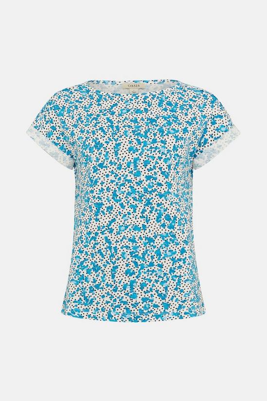 Oasis Spot Print Cotton Slub Roll Sleeve T-Shirt 4