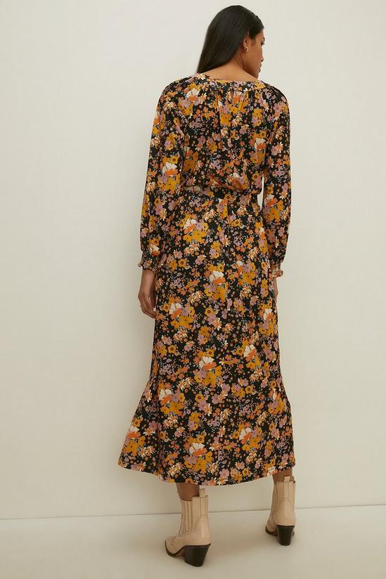 Oasis Slinky Jersey Floral Shirred Cuff Dress 3