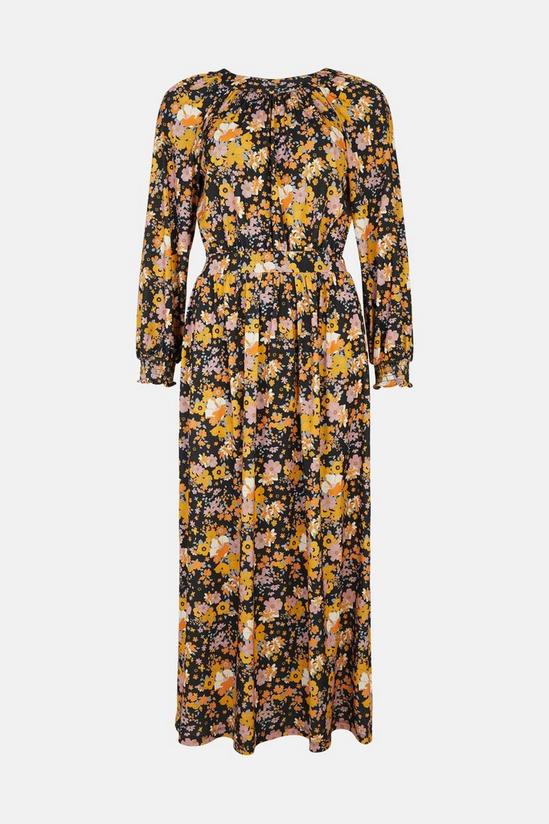 Oasis Slinky Jersey Floral Shirred Cuff Dress 4