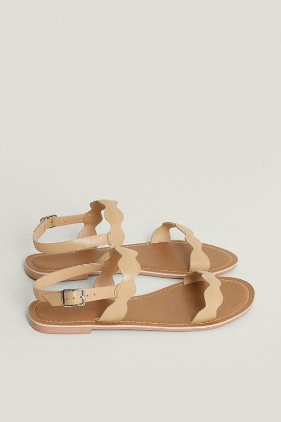 Oasis Leather Scallop Edge Double Strap Sandal 1