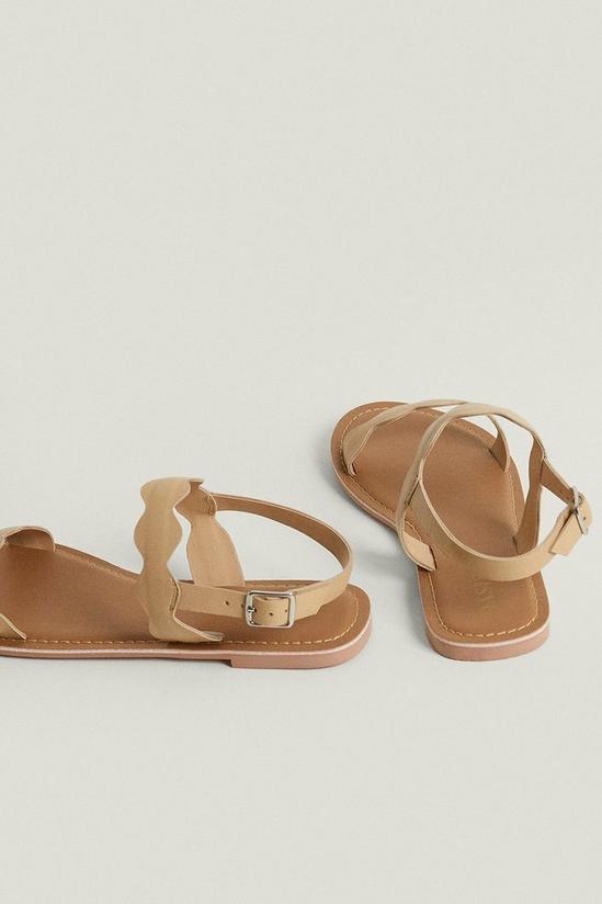 Oasis Leather Scallop Edge Double Strap Sandal 3