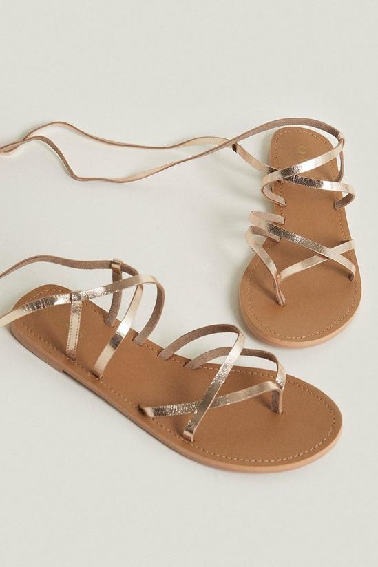 Oasis Leather Toe Post Strappy Tie Up Sandal 1