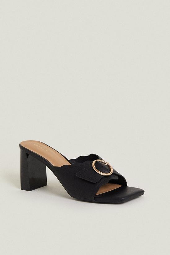 Oasis Scallop Detail Heeled Mules 1