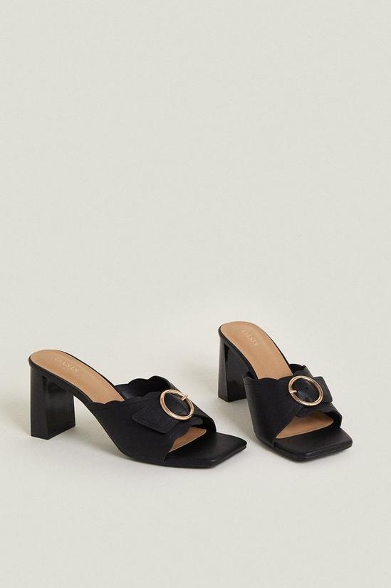 Oasis Scallop Detail Heeled Mules 2