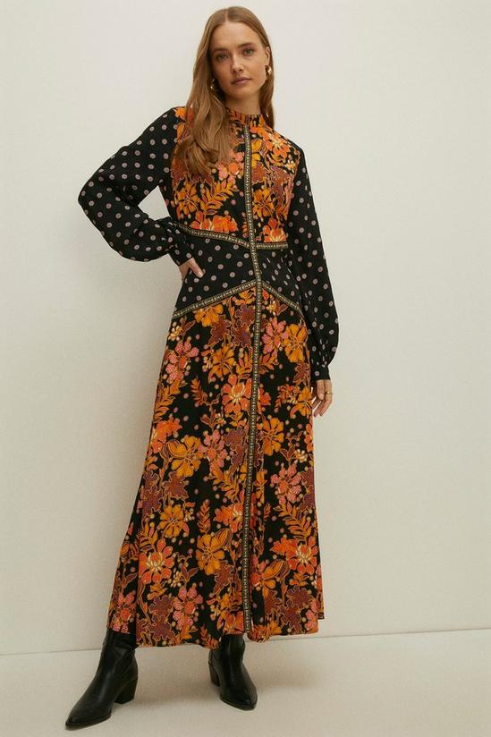 Oasis Mixed Mosaic Spot Floral Printed Midi Dress 2