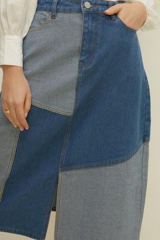 Oasis Patched Denim Midi A Line Skirt 2