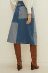 Oasis Patched Denim Midi A Line Skirt thumbnail 3
